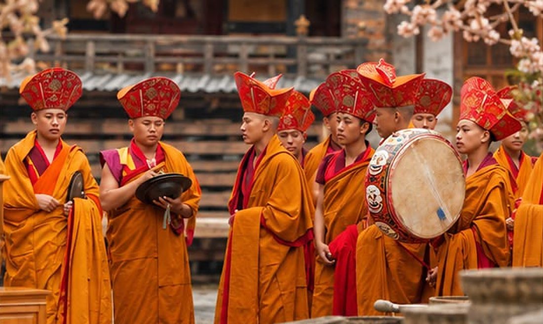 Monks in ceremonial dress